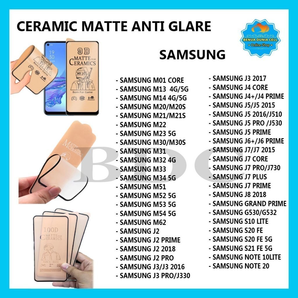 ANTI SCRATCH CERAMIC MATTE ANTI GLARE SAMSUNG J2 J2 PRIME J2 PRO J2 2018 J3 J3 2016 J3 PRO J330 J4 C