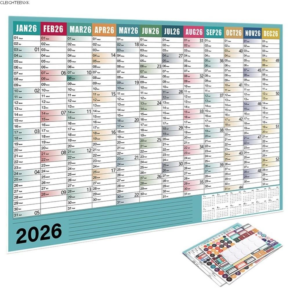 CLEIGHTEEN8H ปฏิทินติดผนังขนาดใหญ่, Agenda Organizer To Do List Schedule ปฏิทินทุกวัน, Creative 2026