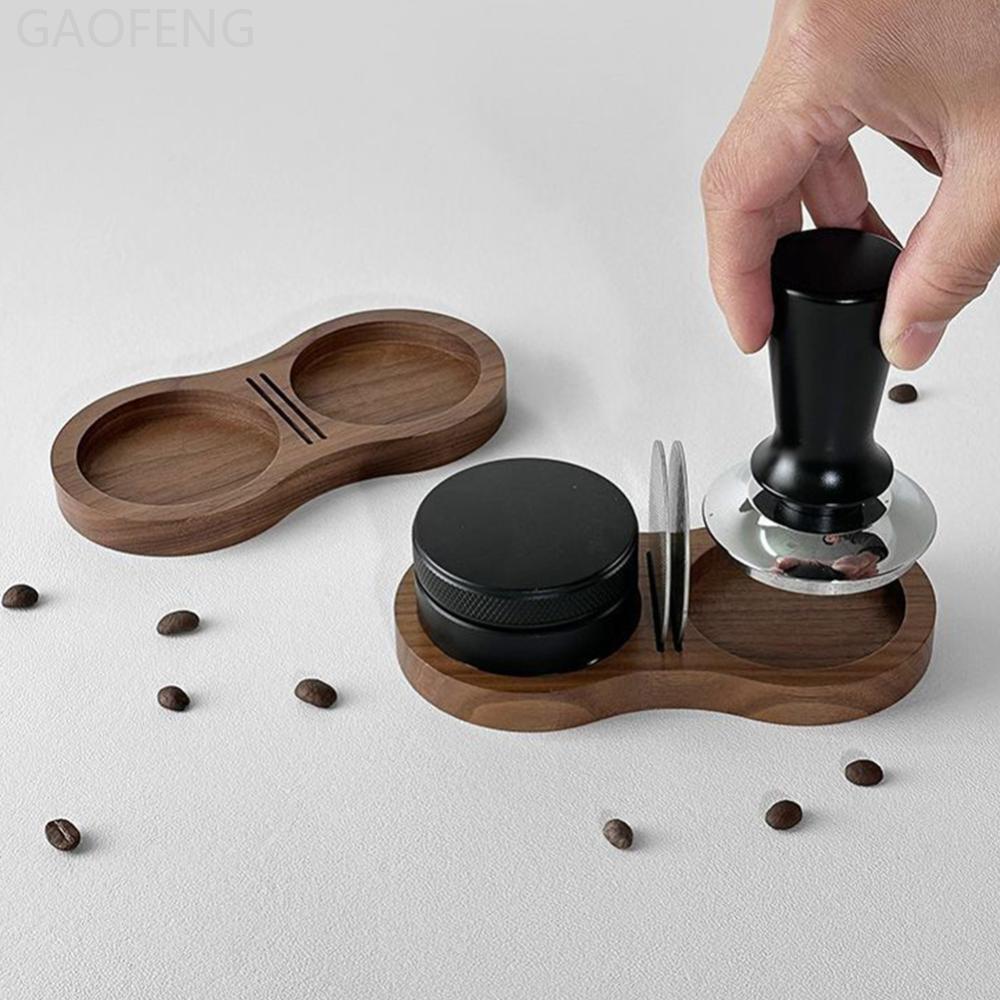GAOFENG 51/53/58 มม.ไม้วอลนัทกาแฟ Tamper Station ขาตั้งลื่นฐาน Stable กาแฟเครื่องมือกรองหน้าจอผู้ถือ