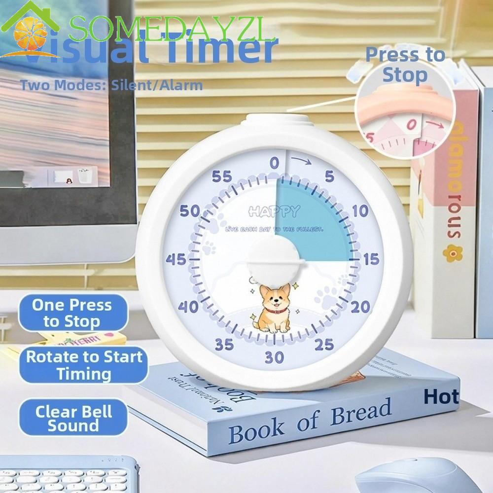SOMEDAYZL Visual Timer, นาฬิกาปลุกนับถอยหลังมัลติฟังก์ชั่นแบบพกพา, ตัวจับเวลานักเรียนเงียบการทํางานภาพฟังก์ชั่น 60-Mutes Timer Kitchen Timer Study Tool
