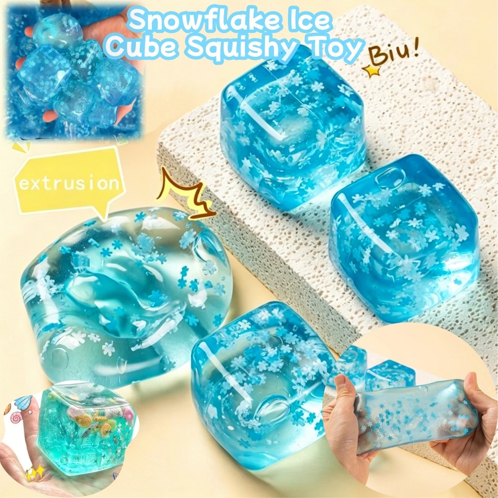 Snowflake Ice Cube Squishy ของเล่นช้า Rising Sensory Fidget ความเครียด Ball สําหรับความวิตกกังวลบรรเทาผู้ใหญ่เด็กโปร่งแสงนุ่มสําหรับ Office Classroom Travel Party Favours