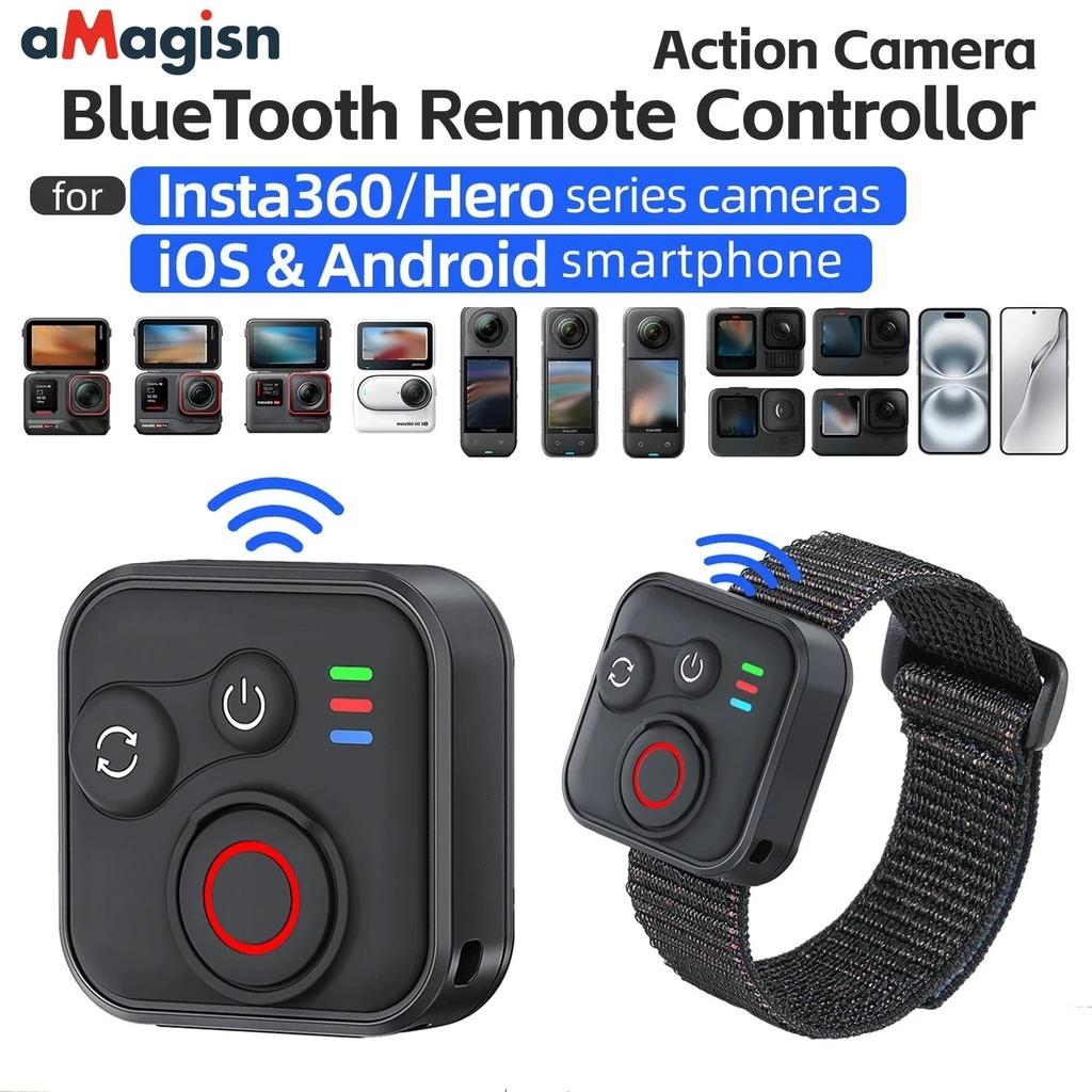 รีโมทคอนโทรลบลูทูธ AMagisn สำหรับ Insta360 X5 X4 X3 X2 GO3S Ace Pro 2 GoPro Hero 8 9 10 11 12 13