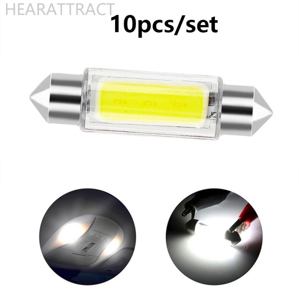 HEARATTRACT 10 ชิ้น 12 โวลต์อัตโนมัติสีขาว 31 มม.36 มม.39 มม.41 มม.C5W C10W หลอดไฟ LED Canbus Festoo