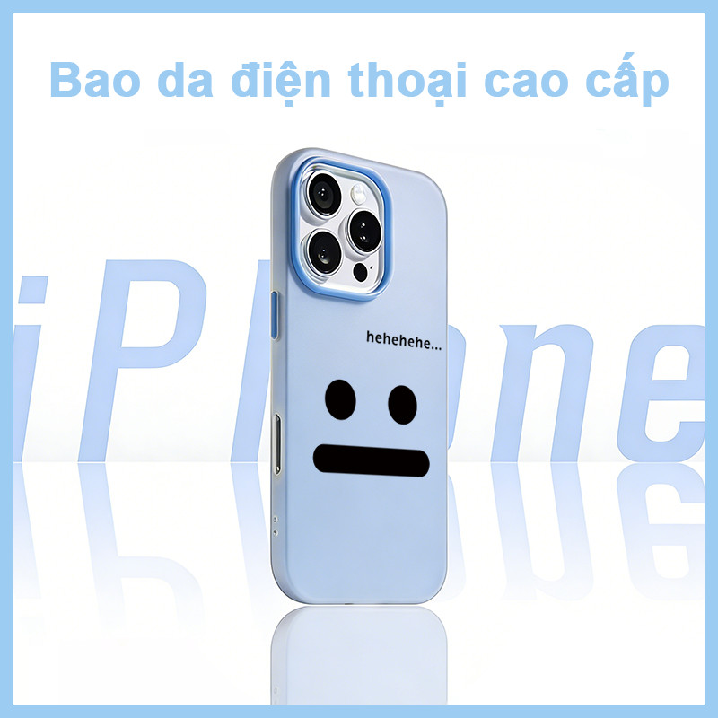 Hehehe Smiley Face iPhone Case พื้นหลังสีน้ําตาลที่ไม่ซ้ํากัน, Full ProtectioniP 11/12/13/14/15/16/1