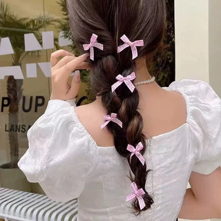(พร้อมส่งในไทย) กิ๊บติดผมโบว์ริบบิ้นมินิ จิ๋ว ลายสก๊อต เครื่องประดับผม ขายแบบชิ้น
