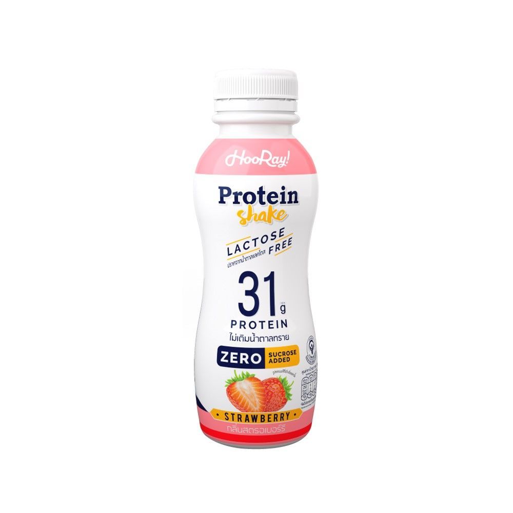 [สินค้าส่งด่วน] ฮูเร่ นมโปรตีนเชค แลคโตสฟรี รสสตรอเบอร์รี 340 มล. HOORAY HIGH PROEIN STRAWBERRY 340 ML