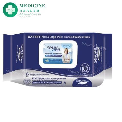 SEKURE Adult Wipes ซีเคียว ผ้าเช็ดผิวสำหรับผู้ใหญ๋ 100 แผ่น แพ็คคู่