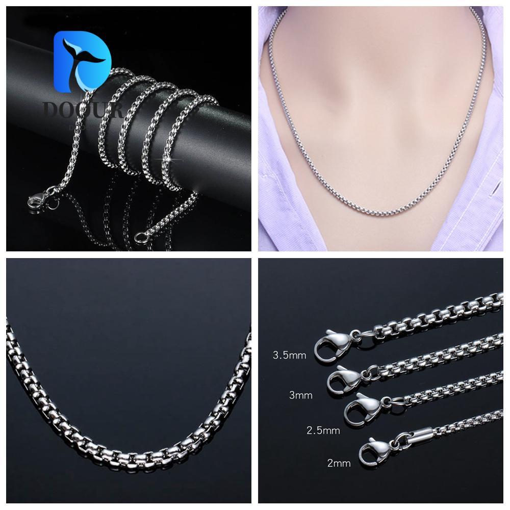 DOOUR สร้อยคอโซ่ Cool Hip Hop สีเงิน 2mm/2.5mm/3mm/3.5mm/4mm