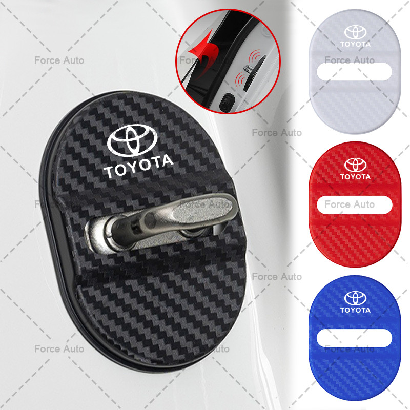 1/4pcs รถประตูล็อคป้องกันประตูรถ Anti-vibration สติกเกอร์สําหรับ Toyota Corolla Yaris Aygo Prius rav RAV4 Camry Auris