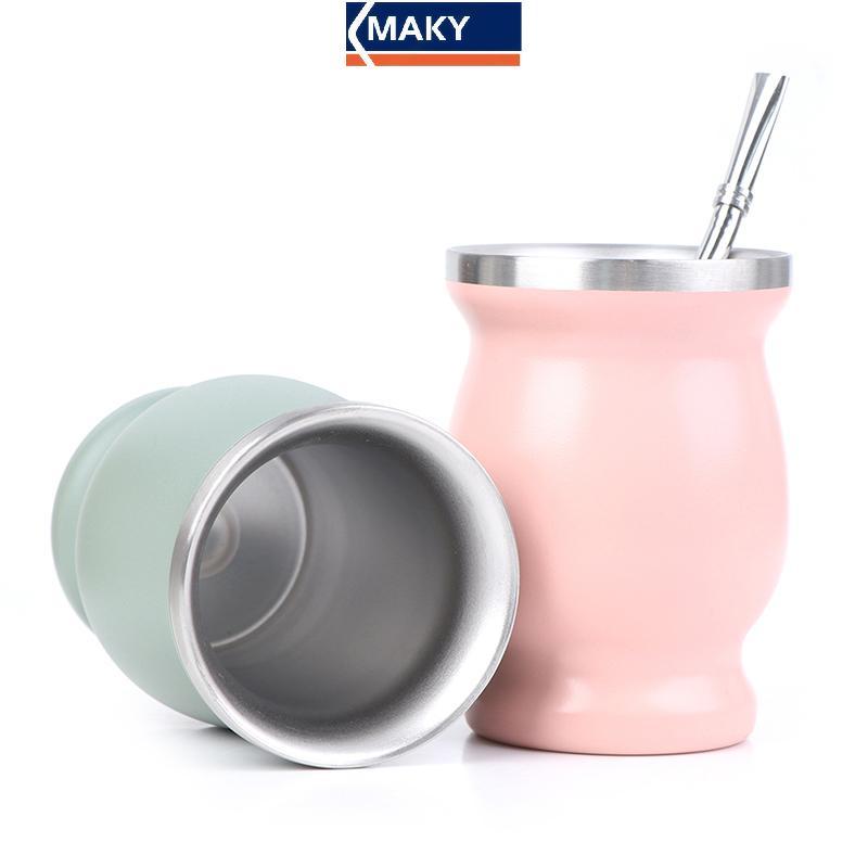MAKY Yerba Mate Cup 304 สแตนเลส 8oz Argentine Yerba Mate Gourd พร้อม illas TH