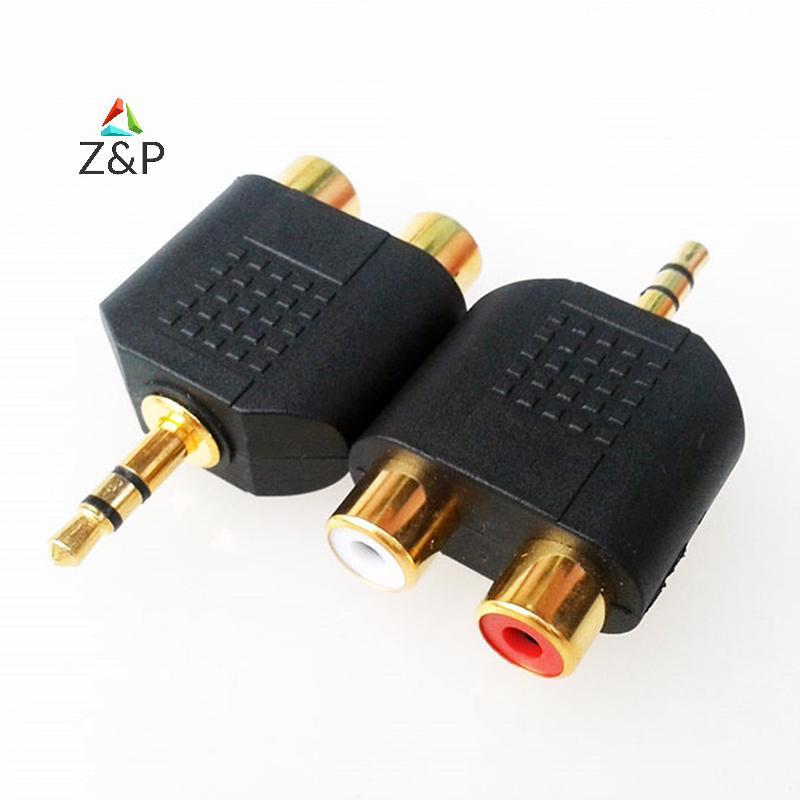 Z&P 1 PC Gold Plated สเตอริโอเสียงชายปลั๊ก 2 RCA หญิง ja Y อะแดปเตอร์ 3.5 มม. COD