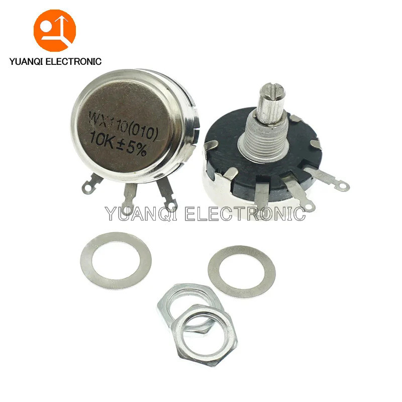 5pcs WX110 (010) 6 มม.รอบเพลาโลหะเดี่ยว Turn Wire resistor Wound Potentiometer 1K 2.2K 3.3K 4.7K 5.6