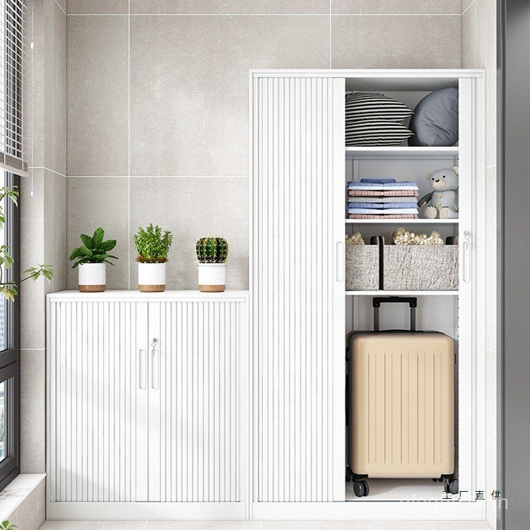 Locker ประตูบานเลื่อนในครัวเรือนระเบียง Locker Locker Storage Roller Shutter ประตูกลางแจ้งดีบุกตู้ตู