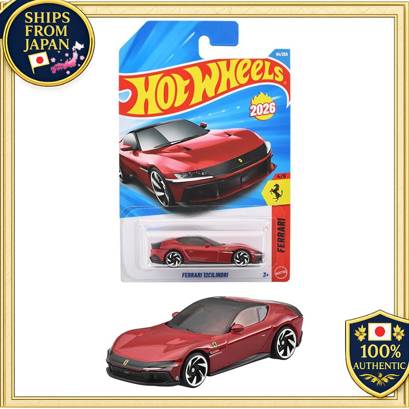 Hot Wheels Basic Car Ferrari 12 Chiringuri Toy Vehicle Miniature 3 Years Old Red JMX25