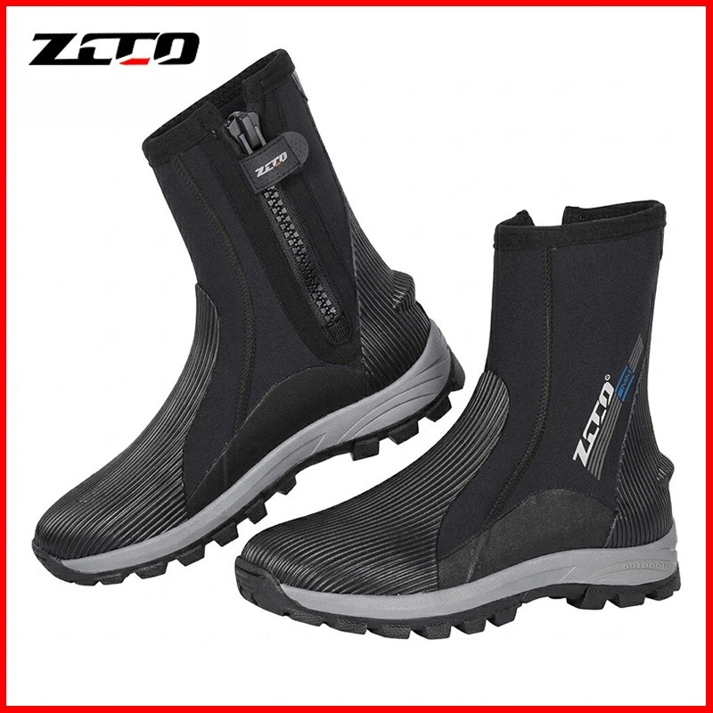 พร้อมสต็อก ZCCO 5มิลลิเมตรดําน้ํารองเท้าผู้ชายผู้หญิง นีโอพรีน รองเท้าที่อบอุ่นร่างกายใช่ซิปดําน้ํากลางแจ้ง