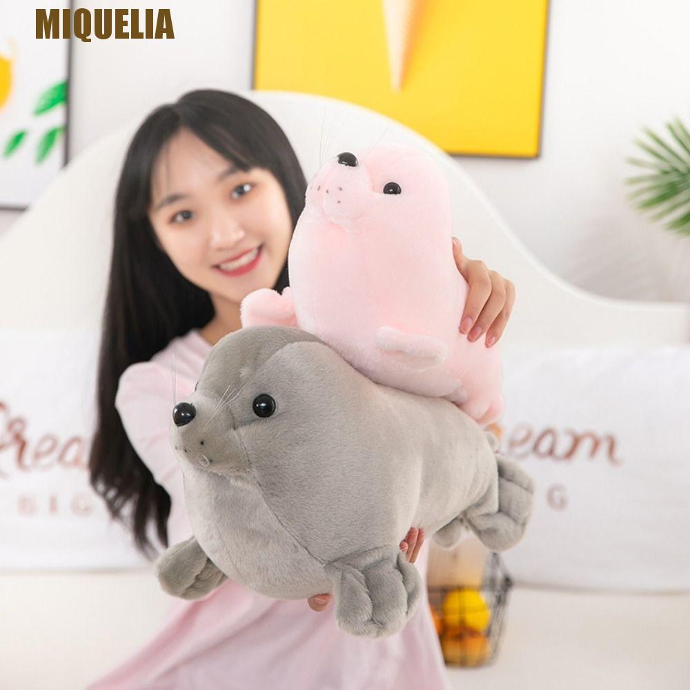 MIQUELIA Seal ตุ๊กตาของเล่น, หมอนสัตว์ Soft Seal ตุ๊กตาตุ๊กตา, Cozy Fur Fluffy Plushy Sea Lion Plush