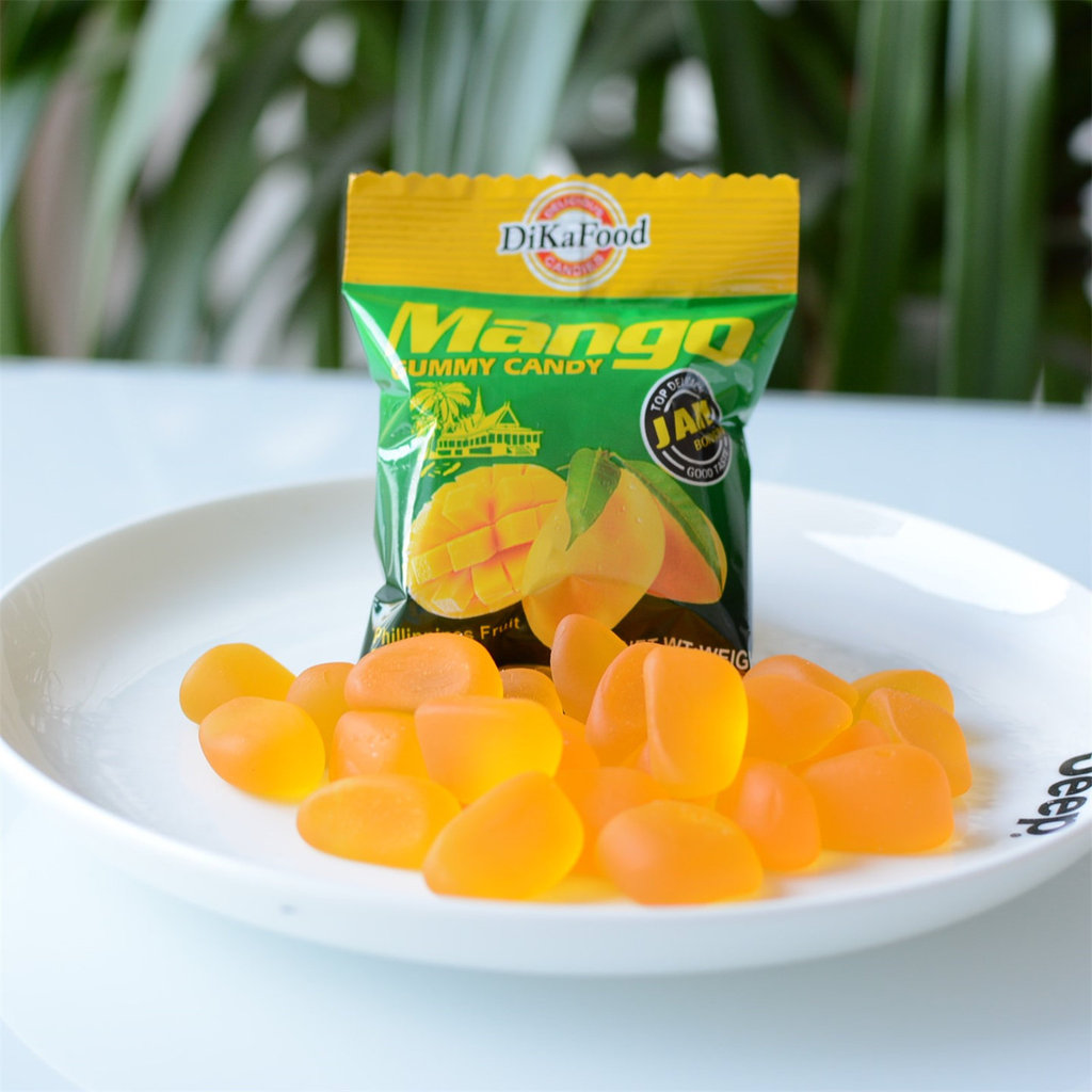 ✣Dick Dika รสมะม่วง QQ น้ําตาลจํานวนมาก 500g ประมาณ 35 แพ็คขนมงานแต่งงานน้ําผลไม้เยลลี่สีเหลืองสีเขี
