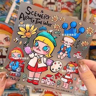 Pop Mart Molly สติ๊กเกอร์ตกแต่งสติ๊กเกอร์แต่งเล็บ diy คอมพิวเตอร์แท็บเล็ตเคสโทรศัพท์คู่มือสติ๊กเกอร์