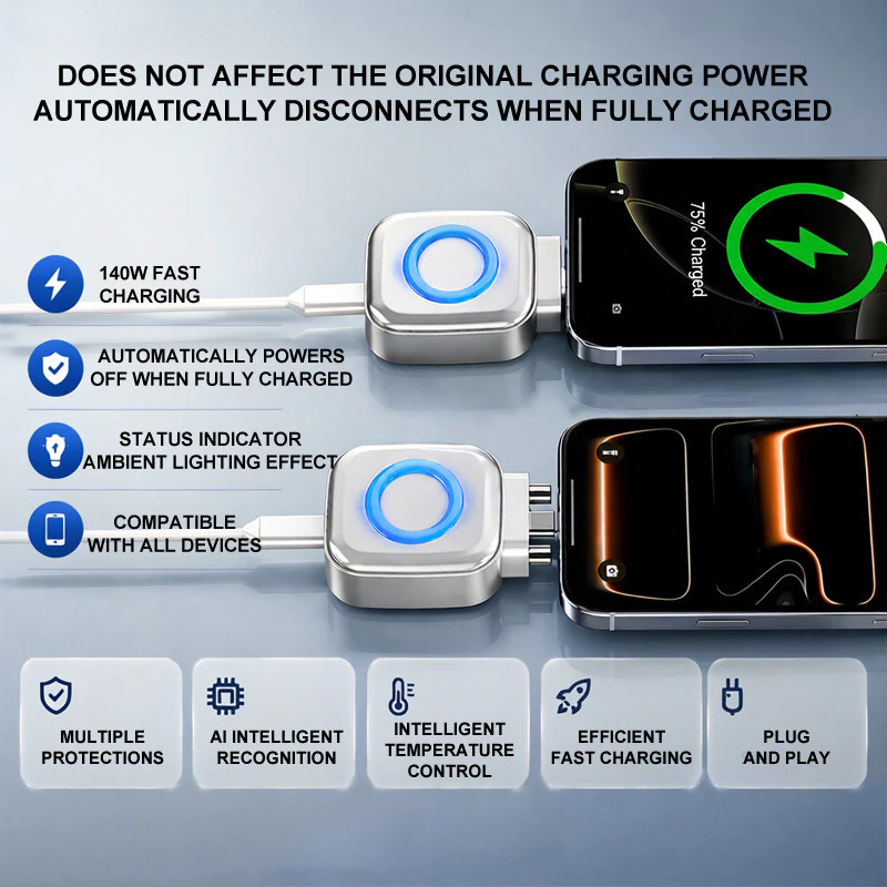Mart Auto Stop ชาร์จแยก AI Recognition ชาร์จอย่างเต็มที่อัตโนมัติตัดอุปกรณ์ USB ชาร์จอะแดปเตอร์ความปลอดภัย thumbnail 7