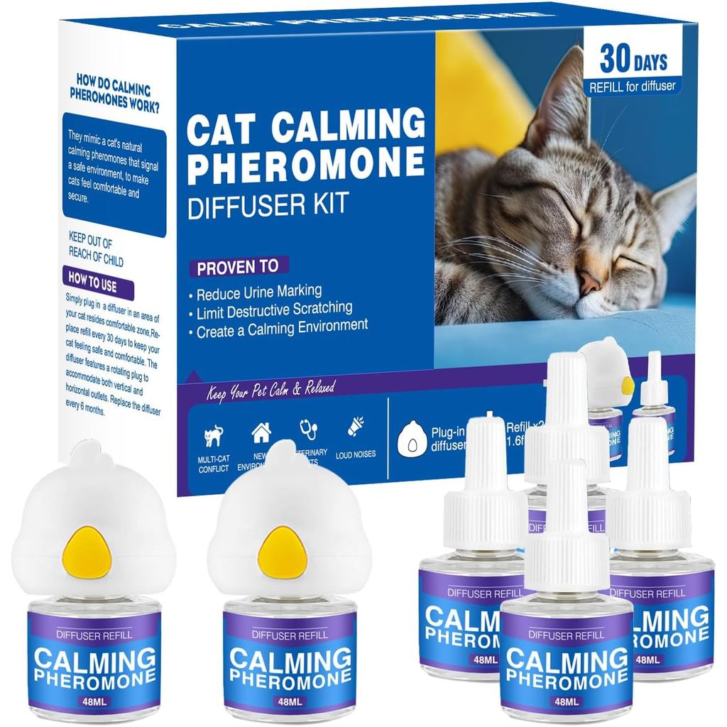 ฟีโรโมนแมว Calming Diffuser-Refill - Cat Calming Diffuser, Multi Cat ความวิตกกังวลบรรเทาความเครียด, 