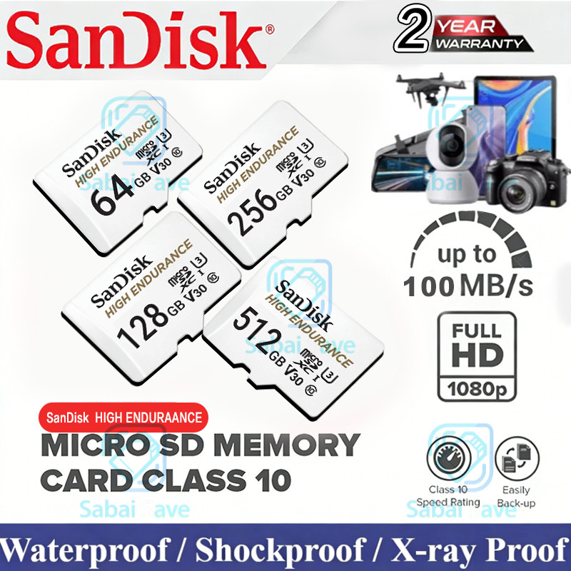 SanDisk High Endurance 32GB 64GB 128GB 256GB microSD Card (SDSQQNR)เมมโมรี่ กล้องติดรถยนต์ วงจรปิด