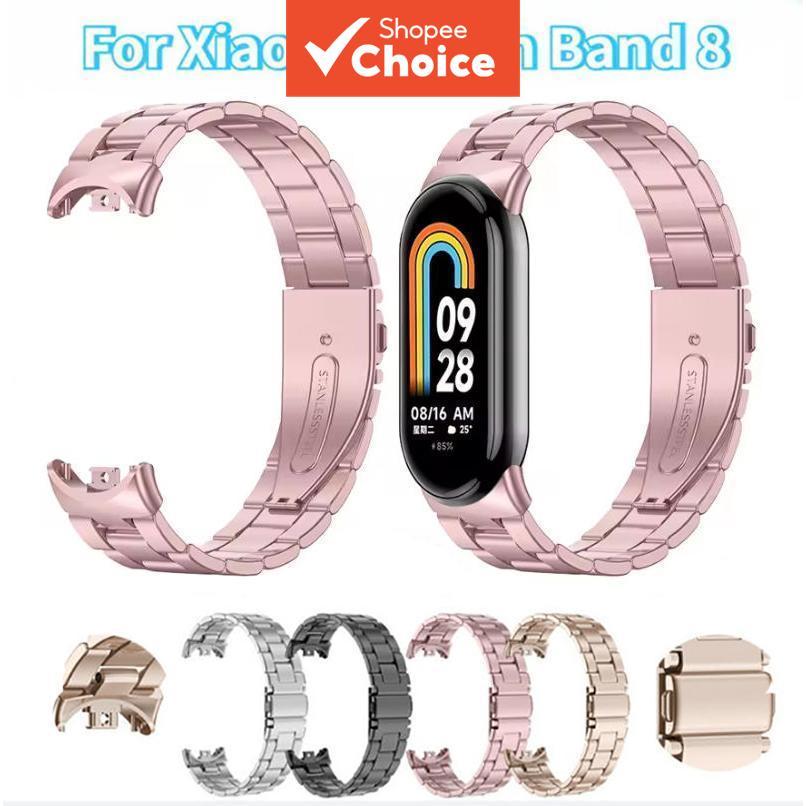 สําหรับสายสแตนเลสสตีลหัวเข็มขัดแบบบางสไตล์ธุรกิจสําหรับ Mi Band 8