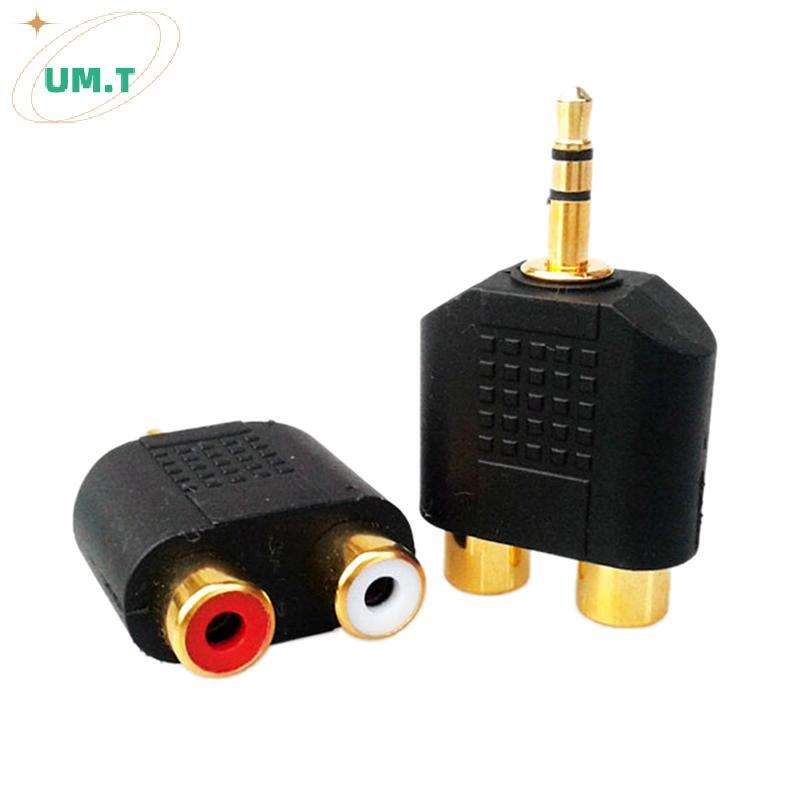 UM.T 1 PC Gold Plated stereo Audio male Plug to 2 RCA female ja Y 3.5mm Adapter