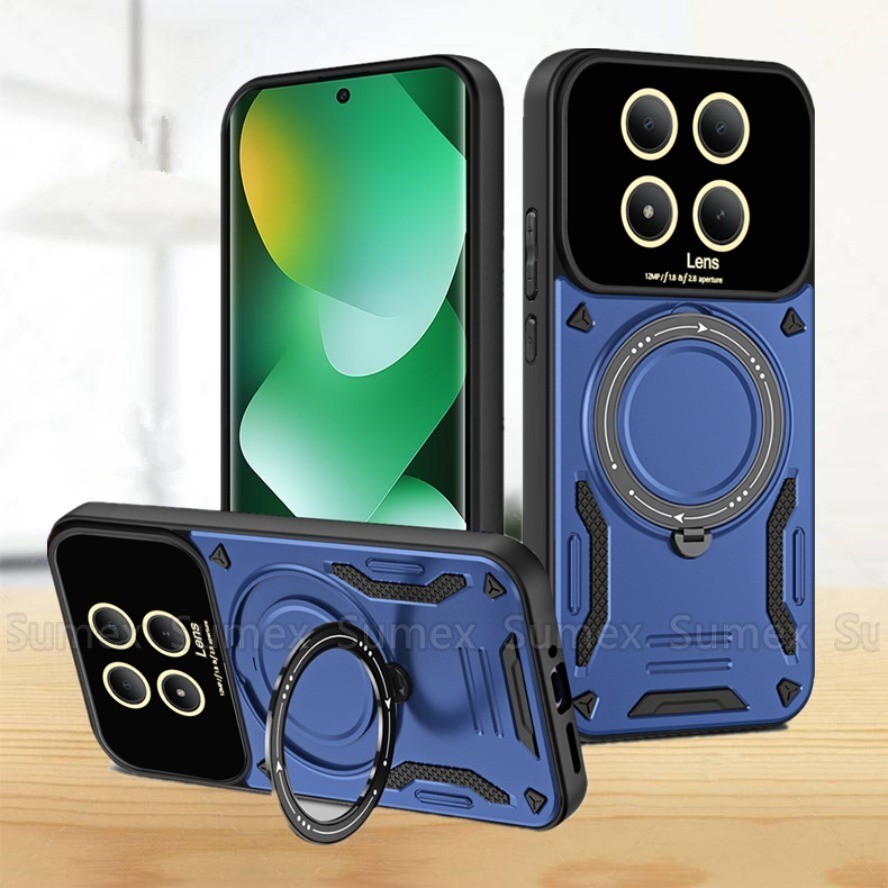 สําหรับ Redmi Note15 Note 15 Pro Plus 5G 4G เคสโทรศัพท์เกราะแหวนยึดขาตั้งผู้ถือปลอกแข็งทนทานขอบนุ่มกันกระแทกกล้องปกป้องฝาหลัง Xiaomi ไม่ใช่ 14 13 15Pro
