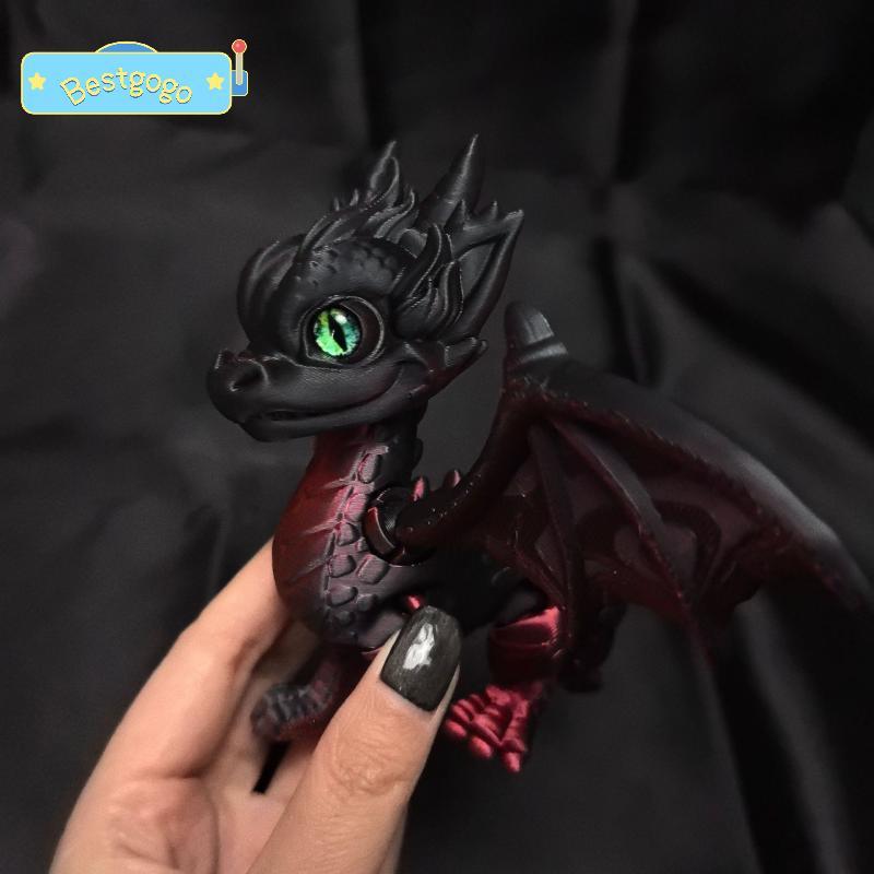 [Bestgogo-t] 3D พิมพ์ Articulated Dragon Wings Tail Western Dragon Retracted Moved เครื่องประดับรุ่นตุ๊กตาของขวัญ