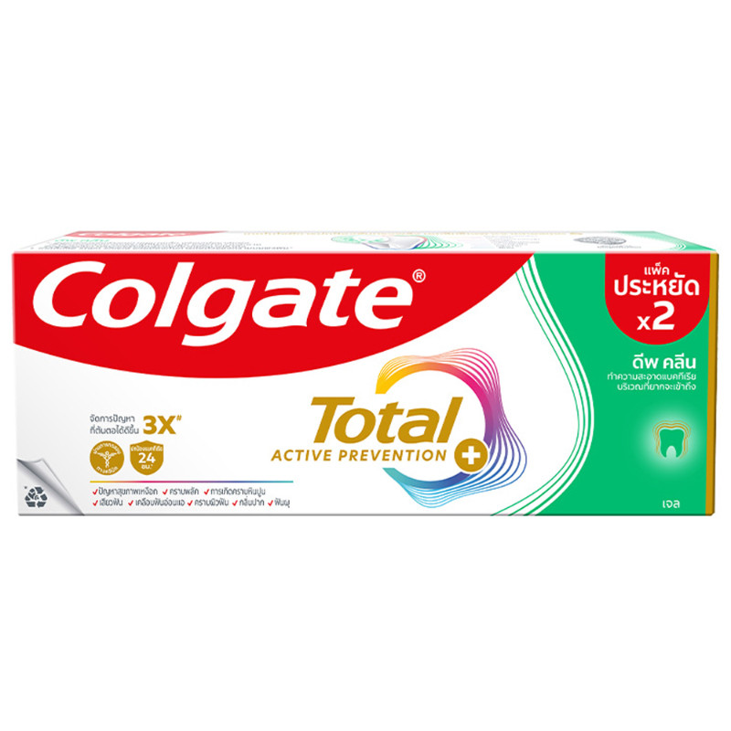 คอลเกตยาสีฟันโททอลดีพคลีนเจล 150ก แพค 2 Colgate Total Toothpaste Deep Clean Gel 150g Pack 2 [6920354806063 ]