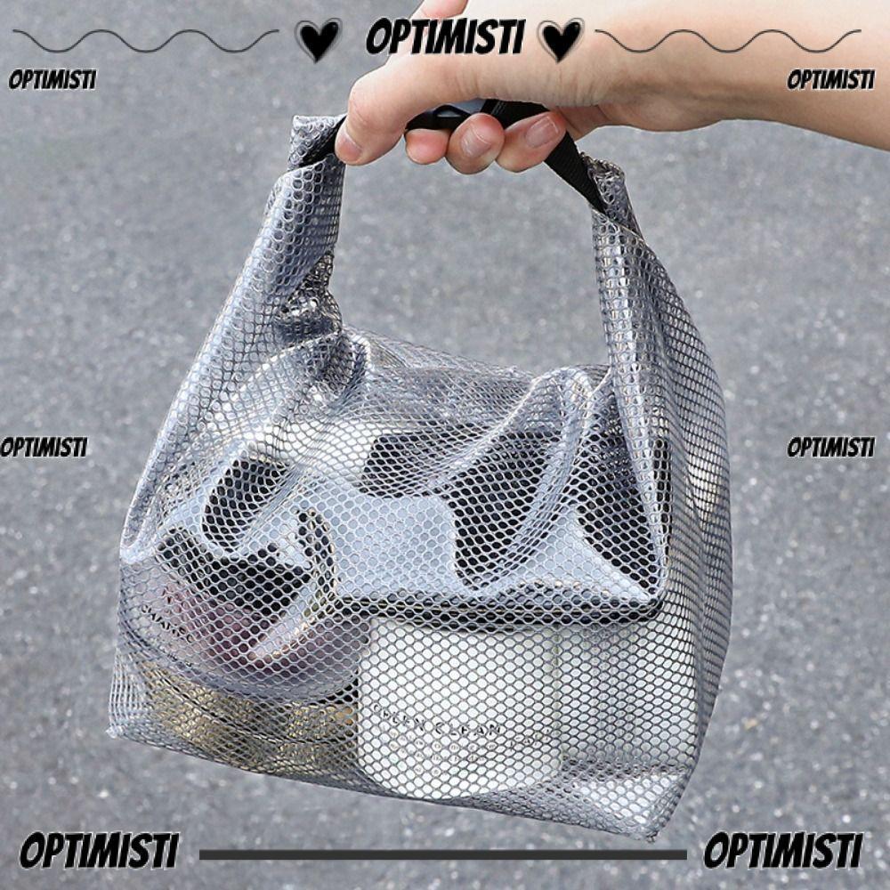 OPTIMISTI8E กระเป๋าช้อปปิ้ง, กระเป๋าเก็บของแบบพกพาสําหรับเดินทาง, กระเป๋าว่ายน้ําประเภทหัวเข็มขัดกันน้ําแฟชั่น