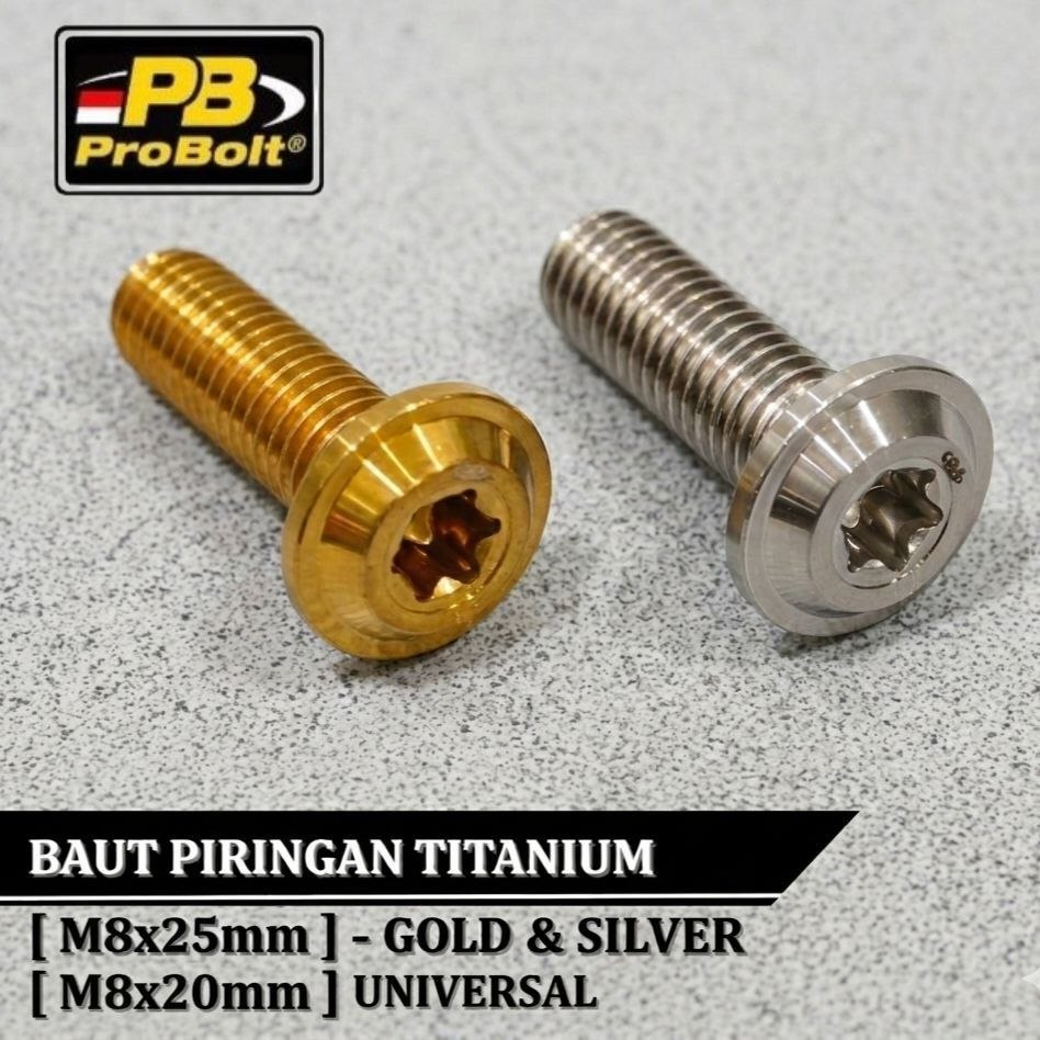 สลักเกลียวแผ่นดิสก์/สลักเกลียวแผ่นไทเทเนียม PB Probolt ขนาด M8x20mm Honda และ M8x25mm Yamaha [UNIVER