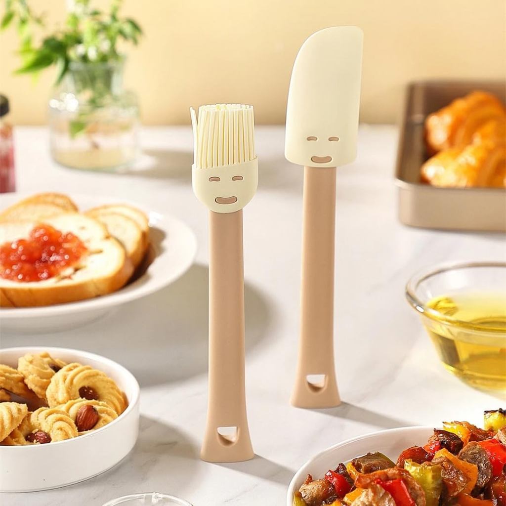 PastryBrushSetwithSpatula–HeatResistantBrushfor Baking,BBQ,Butter,Oil&Sauce–NonStickKitchenCookingBr