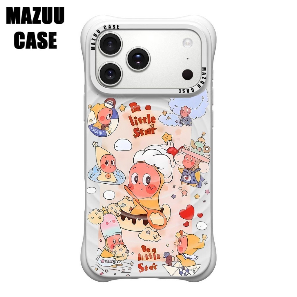 เคสไอโฟน ซิลิโคนสีขาว แม่เหล็ก กันกระแทกมุม ลายการ์ตูน TwinkleTwinkle Be a Little Star สำหรับ iPhone 17 16 15 14 13 12 1