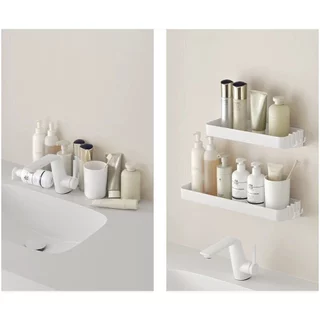 Omocha | Plastic Wall Shelf ชั้นวางของติดผนัง ไม่ต้องเจาะ ติดกาว สำหรับห้องน้ำ/ห้องครัว มินิมอล
