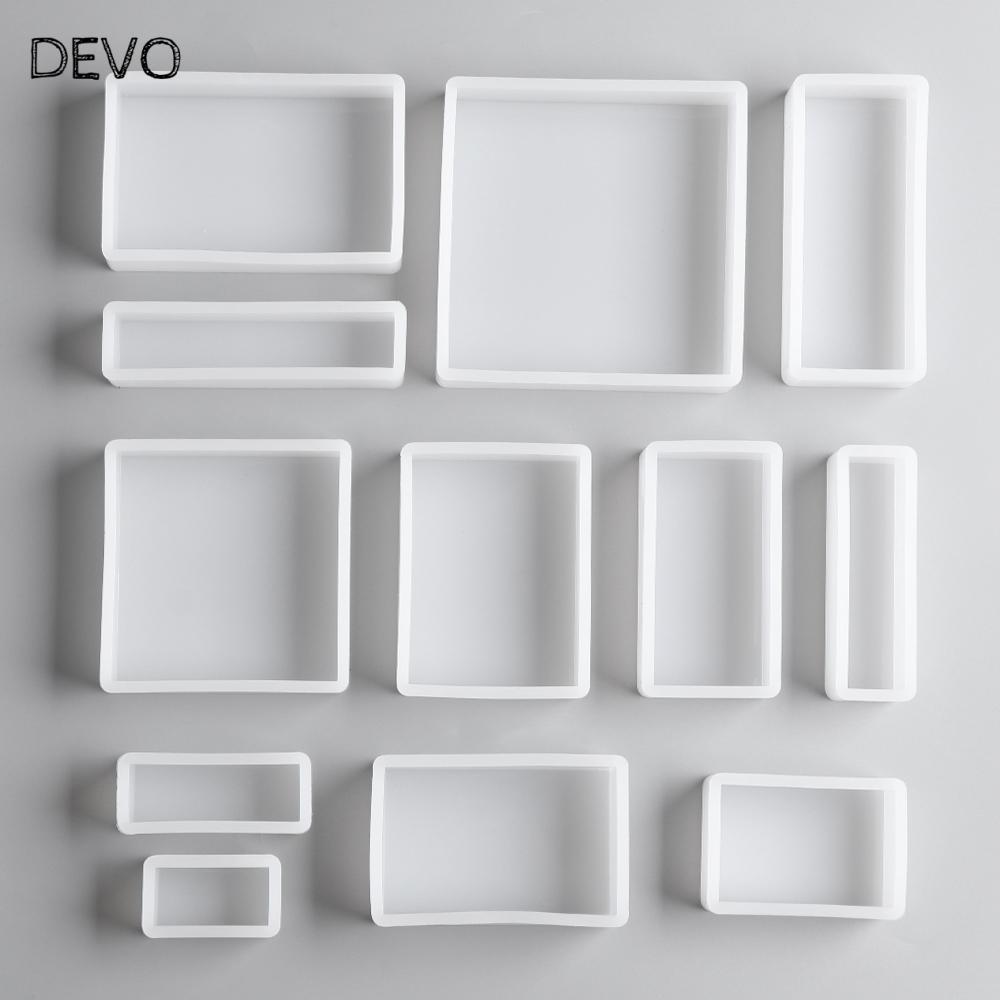 DEVO แม่พิมพ์ซิลิโคนลูกบาศก์คริสตัลอีพ็อกซี่ UV ทรงสี่เหลี่ยม