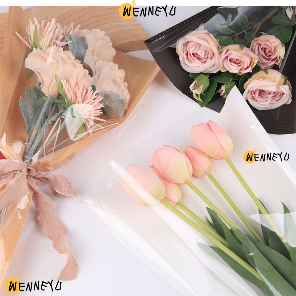 WENNYU 20/30PCS Bouquet Packing Bag, Wrapping Sleeve Single Rose Packing Sleeve Bag, Waterproof Tran