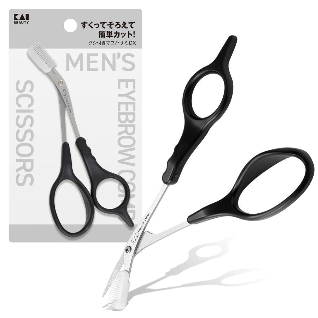 KAI Titanium-Black Personal Grooming Scissors — Eyebrow & Nose Hair, Accessory-Ready