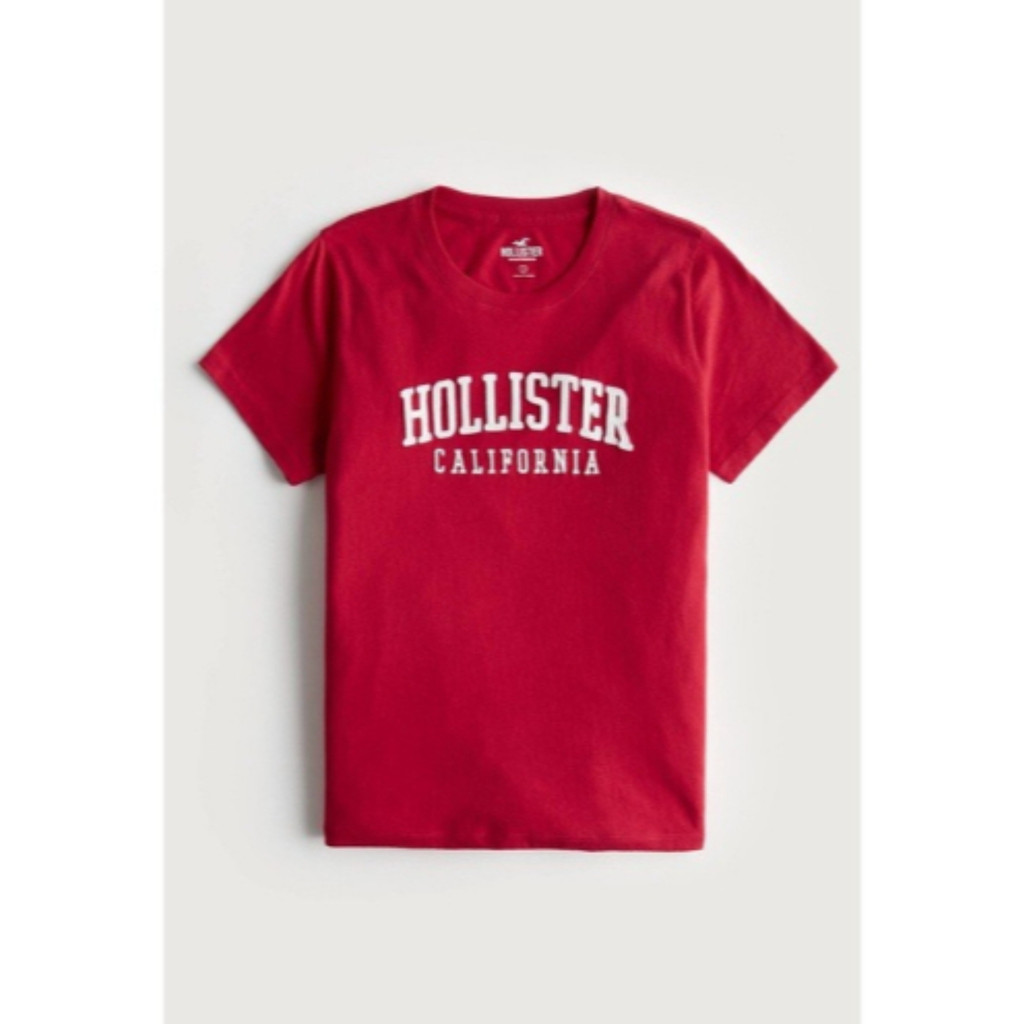 Hollister Unisex แฟชั่น California ตัวอักษรคลาสสิกพิมพ์ Tee หลวม Fit แขนสั้นสําหรับ Casual Comfort &
