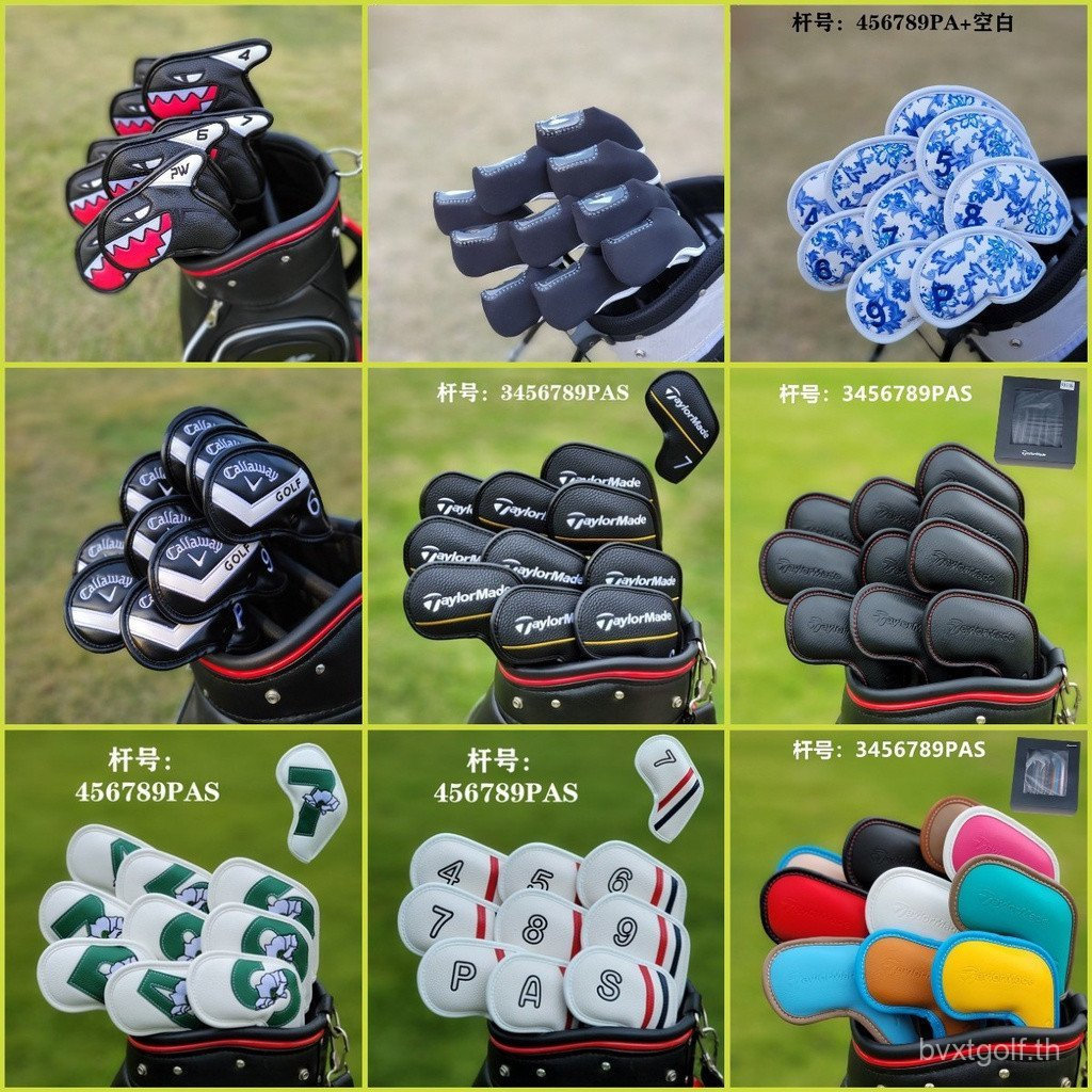 Magnetic cover for golf clubs, universal, modern design, made from leather and CFX7 material.