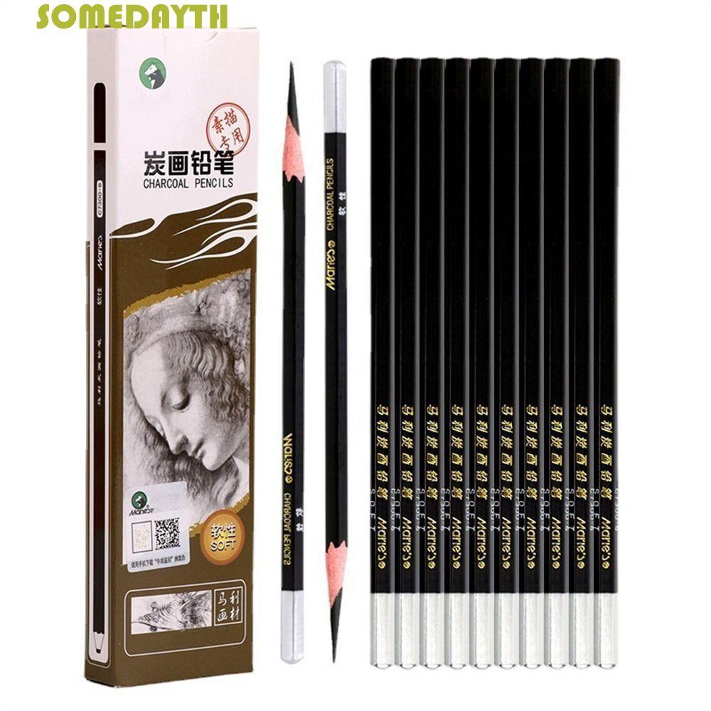 SOMEDAY 12 ชิ้นดินสอ Soft Charcoal Art นักเรียนดินสอสีดํา 12 ชิ้น/กล่อง 12B 14B อุปกรณ์การเรียน 2B ด