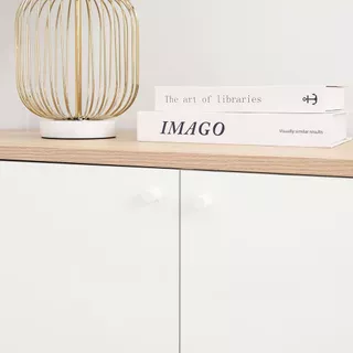 INDEX LIVING MALL ตู้ไซด์บอร์ด รุ่นมินิมอล ขนาด 200 ซม. - สีขาว/ไลท์ วู้ด
