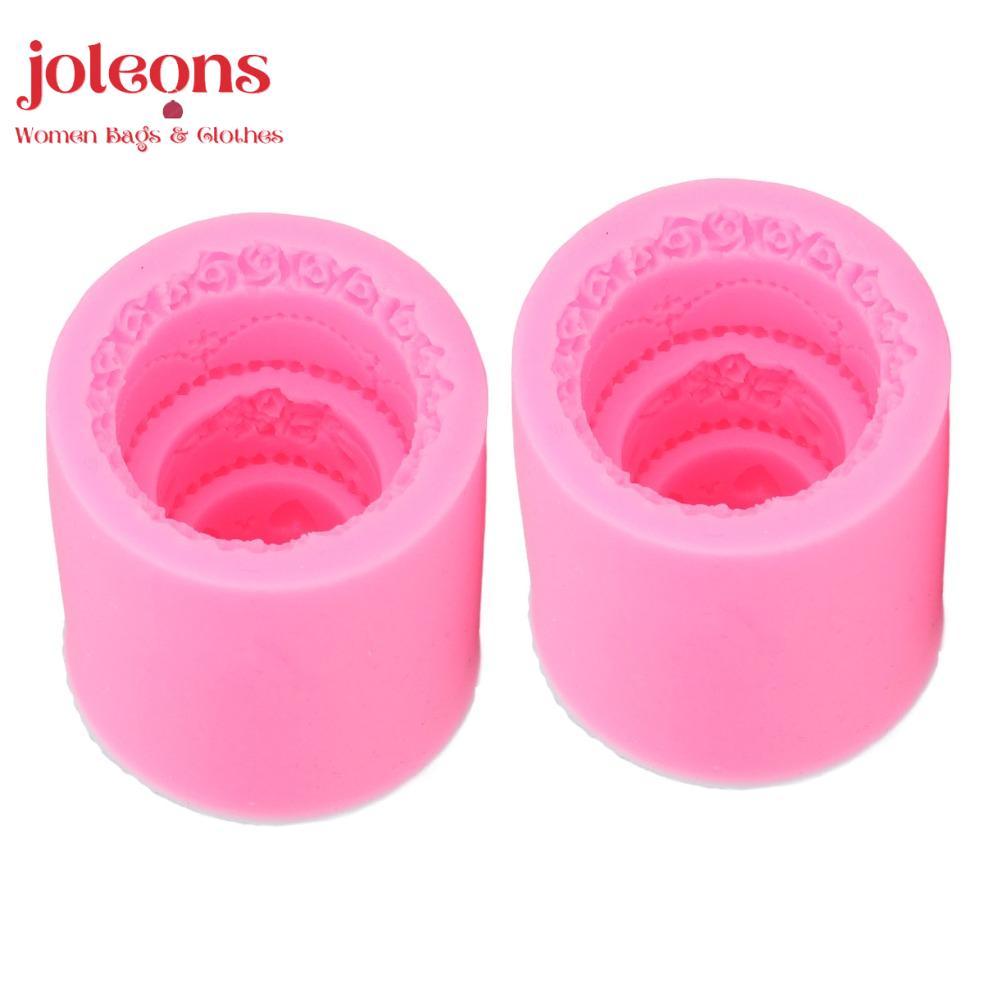 JOLEONS 2pcs Fondant Mould,สีชมพูซิลิโคนนุ่มFondant Mould,Fondant & GumวางMouldทนทานNon Stick Fondan