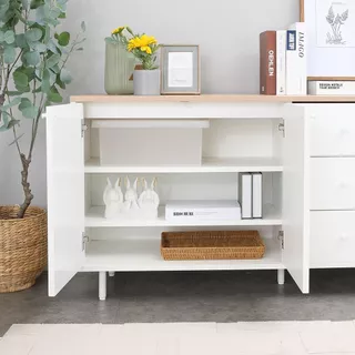 INDEX LIVING MALL ตู้ไซด์บอร์ด รุ่นมินิมอล ขนาด 150 ซม. - สีขาว/ไลท์ วู้ด