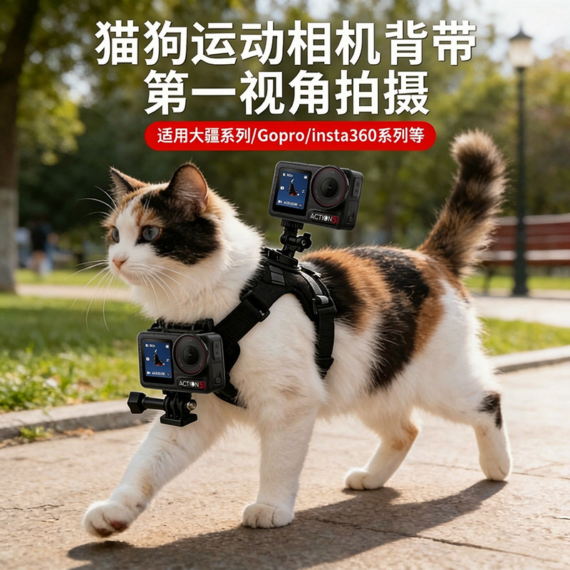 แมวสุนัขสัตว์เลี้ยง Body Vest Mount Strap Dual Angle Bracket สําหรับ DJI Action 6 Pro