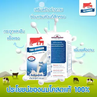 นมไทยเดนมาร์ค รสจืด 125 มล. ยกลัง 48 กล่อง นมวัวแท้ 100% UHT นมโคแท้