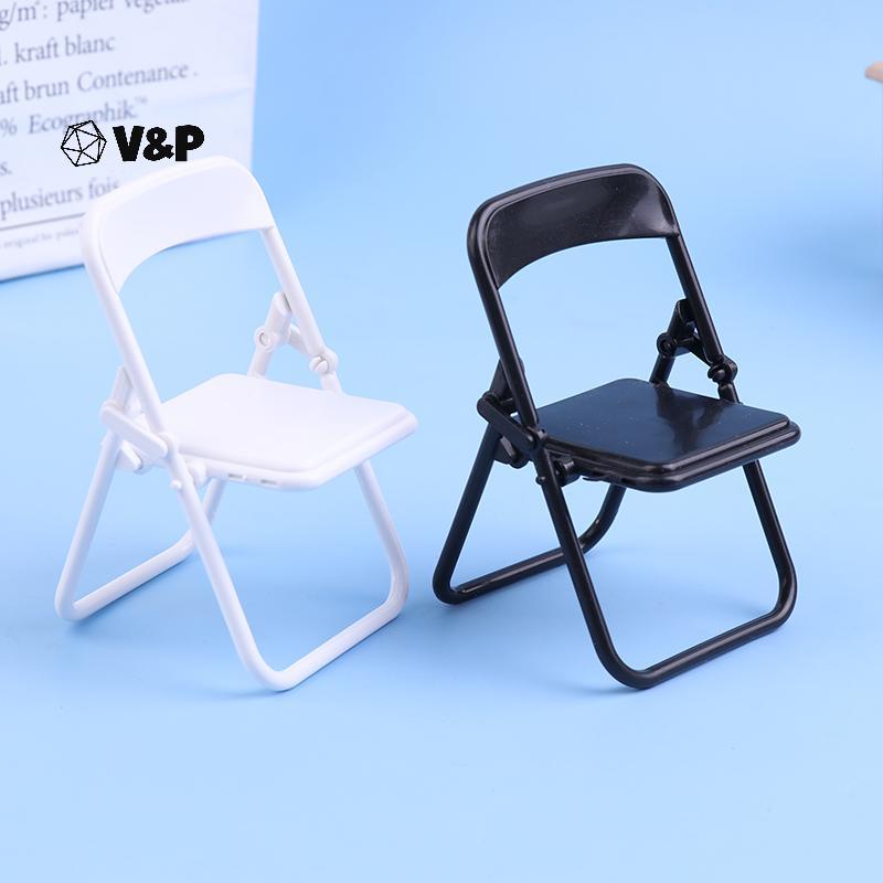 V&P Mini เก้าอี้พับ 1:12 Dollhouse Miniature ตกแต่งบ้านของเล่น