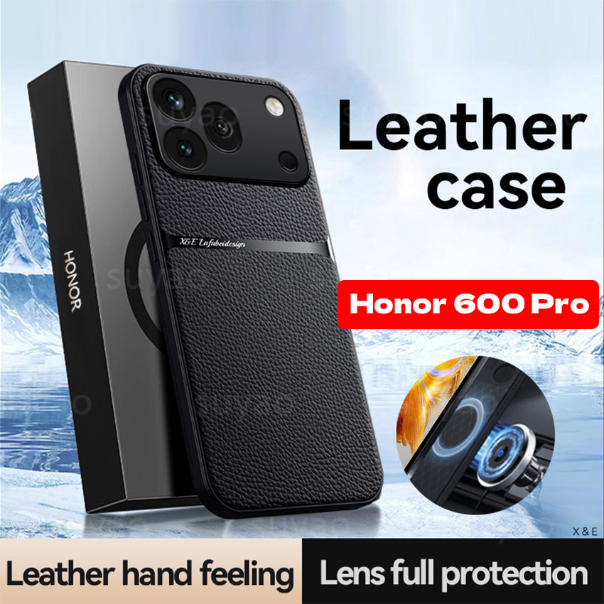 สําหรับ Honor 600Pro 600 Pro 5G 2026 เคสโทรศัพท์หรูหรา PU ปลอกหนัง Honor600Pro Honor600 Matte แม่เหล็กรถแผ่นโลหะกันกระแทกกล้องป้องกันปกหลัง