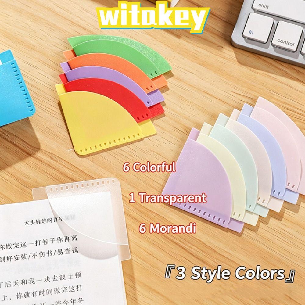 WITAKEY ที่คั่นหนังสือ 6 ชิ้น, PP Fan-Shaped Page Corner Protector, Multi-Function Anti-Curl Book Pa