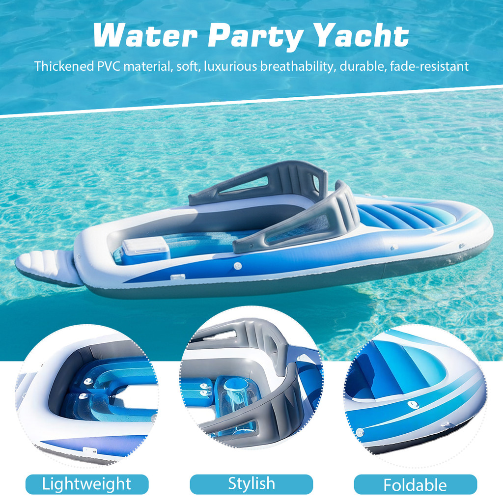 PVC 6 คนปาร์ตี้เรือยอชท์ลอยแพเรือแบบพกพาพองแพสําหรับ Camping Lakes & Rivers [rgboutdoor.th]